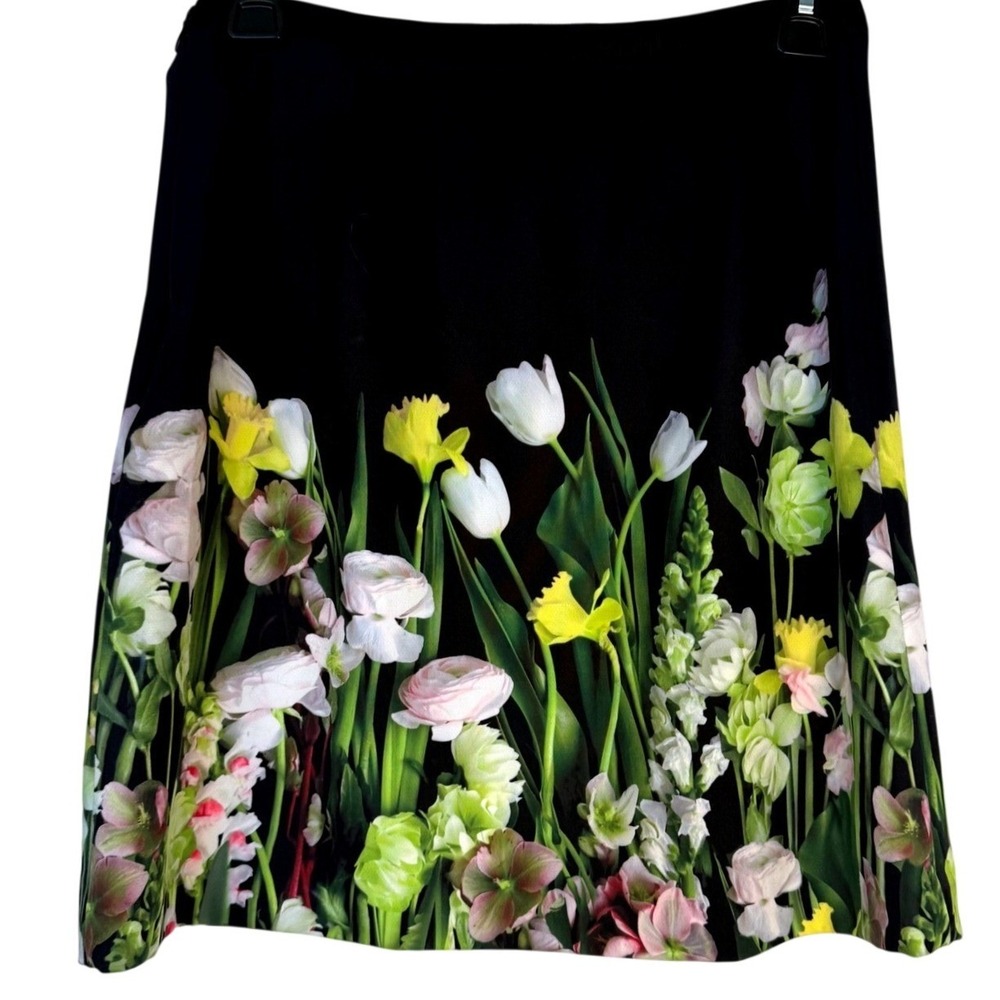 Victoria Beckham Floral Fairy Print Black A-Line Skirt Size XS Coquette Colorful